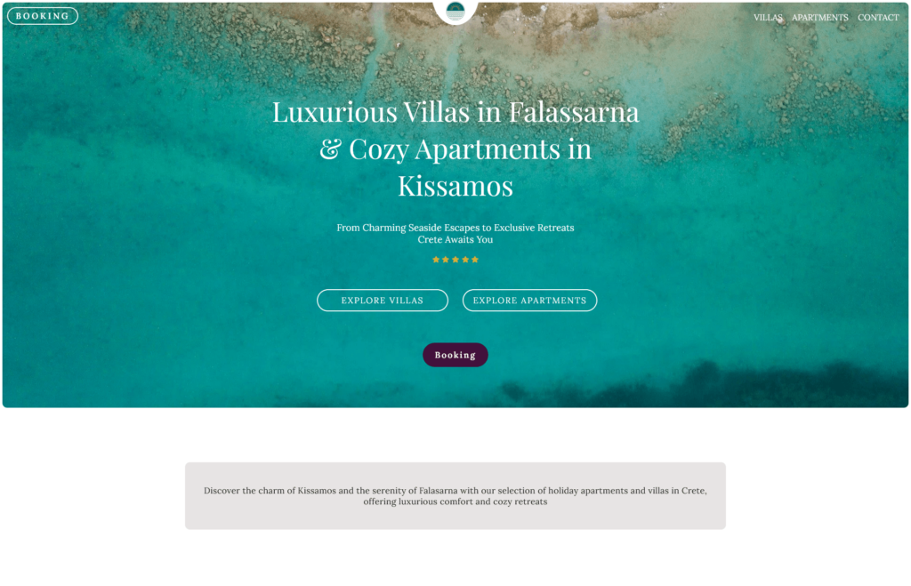 Holiday Villas Apartments Website Design